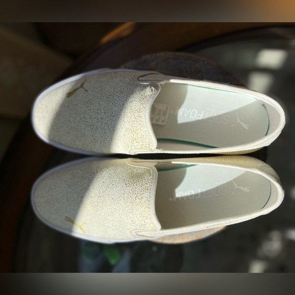 ⚜️PUMA⚜️- Gold/Cream Speckled Slip-on Sneakers-size-8.5 - Picture 4 of 8